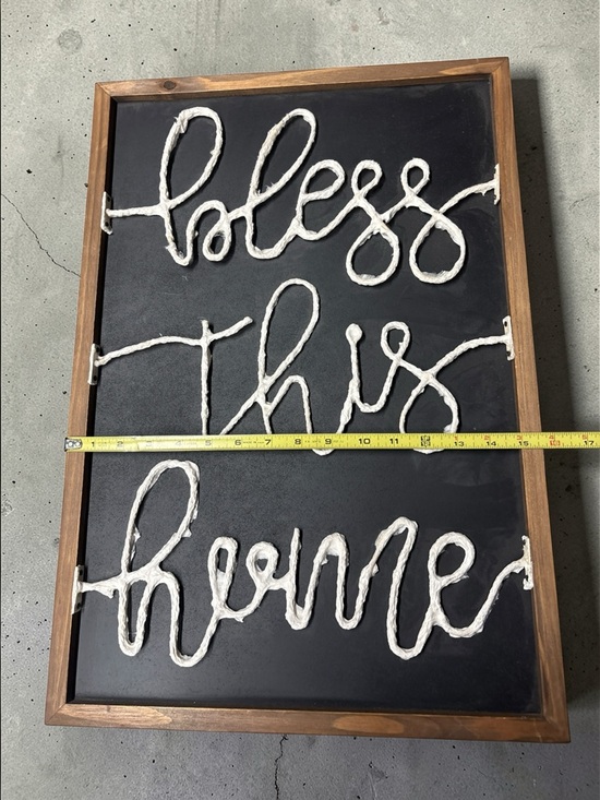 Handcrafted 'Bless This Home' Rope Word Wall Art - Black & White - Picture 10 of 12